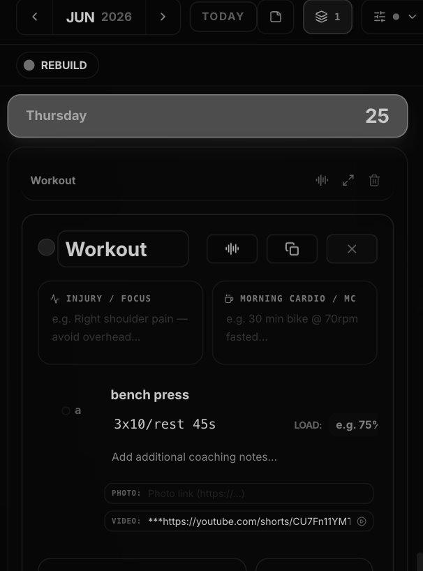 Monolith workout editor on mobile