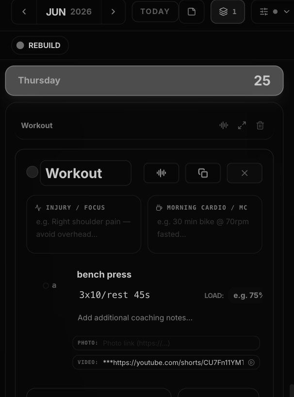 Monolith workout editor on mobile